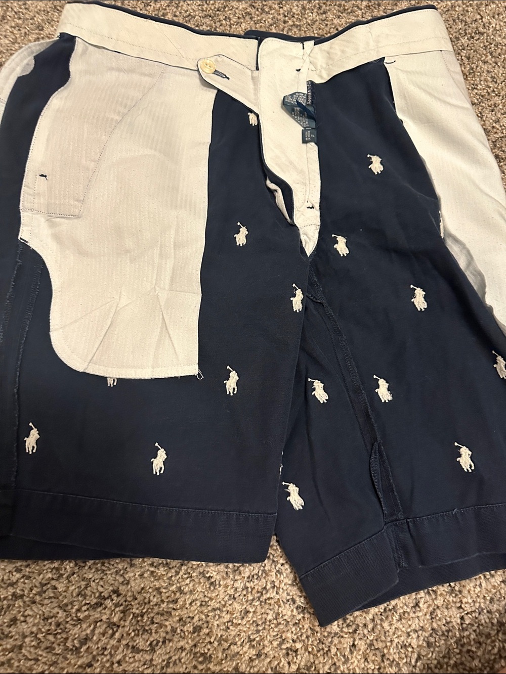 Ralph Lauren Navy Shorts with White Polo Pony Embroidery - Picture 5 of 6